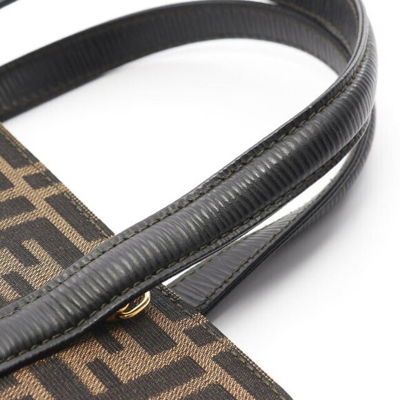 Fendi Zucca Handbag Canvas Leather Brown - Picture 7 of 10